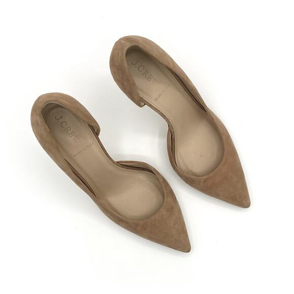 J.Crew Lucie Suede D'Orsay Pumps Chic Minimalist Classic Ashen Brown Heels Sz 8 - Picture 3 of 13